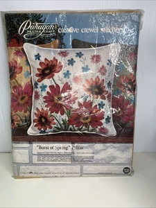 1975 Creative Circle Cewel Pillow Kit #0250 "Burst Of Spring" Gold NIP 14” x 14” - Picture 1 of 7
