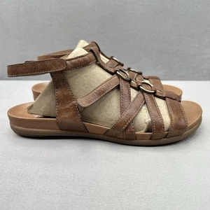 Womens 6.5-7 / EU 37 Dansko Jolene Gladiator Sandals Tan Glazed Leather Strappy - Picture 1 of 8