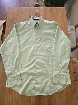 Camisa Nautica Vintage Oxford Verde Claro Manga Larga Abotonada Para Hombre 16 1/2 36-37 Foto 1 de 4