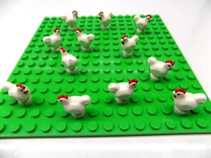 Lego 12 Piece White Chicken Fun Lot {WASHED} - Picture 1 of 2