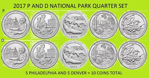 Juego de 10 monedas P&D America the Beautiful National Park Quarter 2017 - Unc - Imagen 1 de 1