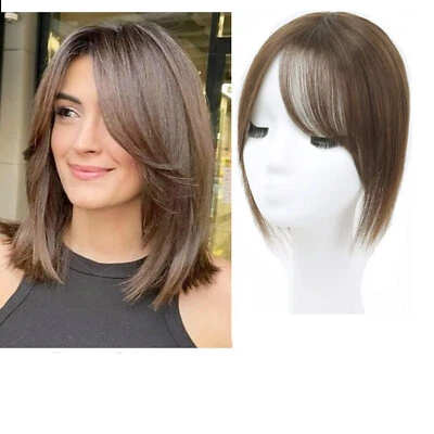 Peluca 100 % real para el cabello humano Air Bangs Bob peluca superior toupee para mujer Foto 1 de 4
