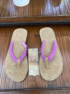 Reef Womens Size 7 Gypsy Macrame Purple Open Toe Slip On Flip Flop Sandal