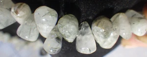 rutile rutilated quartz necklace a green hue teardrop shaped stones 18" tip2tip - Picture 1 of 7
