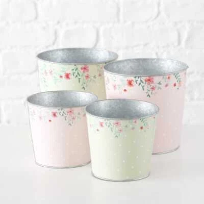 Deko Pflanztopf Antonia Metall Zink Blumentopf Pflanzgefäß romantisch 4er-Set - Bild 1 von 3