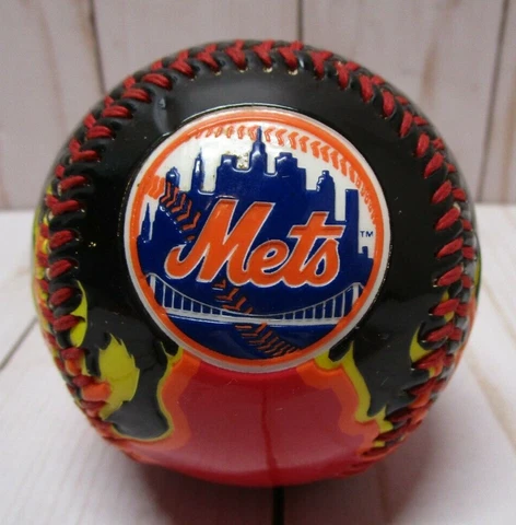 New York Mets Team Logo Ball with Flame MLB Baseball Rawlings 2008 VERY RARE Cover