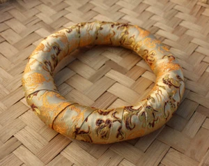 Dragon Embroidered Silk Brocade Singing Bowl/Crystal Bowl Round Cushion/Pillow - Picture 1 of 6