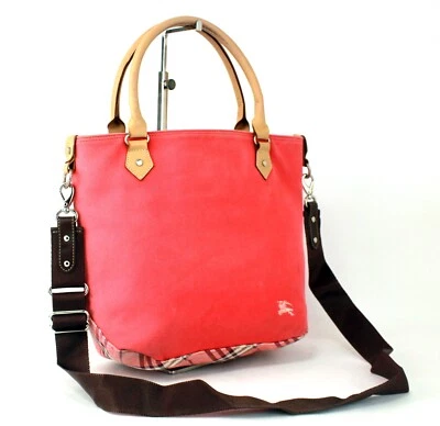 Auténtico Bolso de Mano Burberry London Azul Etiqueta Cuadros 2 Vías Rosa para Mujer Foto 1 de 4