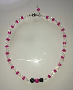 Halsnahes feuriges Collier mit Rubinen,facettierten Bergkristallen & Achatkugeln - Bild 1 von 6