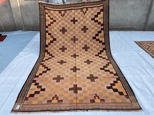 Antico tappeto tribale 6x9 geometrico sbiadito boho casa afgano invecchiato tenue vintage - Foto 1 di 15