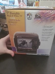 CURTIS 5” PORTABLE BLACK & WHITE TV AM FM RADIO Television NOS - Picture 1 of 3