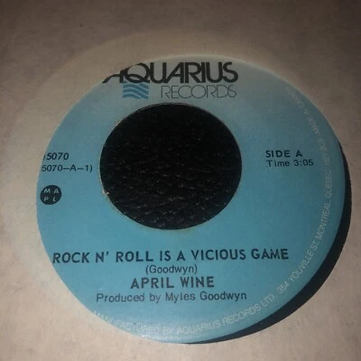 APRIL WINE - Rock N' Roll Is A Vicious Game - NEAR MINT 1977 Canada Press 45 - Image 1 of 2