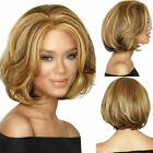 Stylish Ladies Short Wigs Golden Brown Straight Wavy Full Hair Bob Cosplay Wig