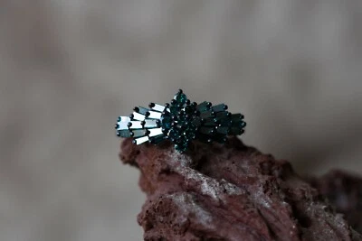 1ct Blue Diamond Platinum Plated Sterling Silver Ring - Image 1 of 4