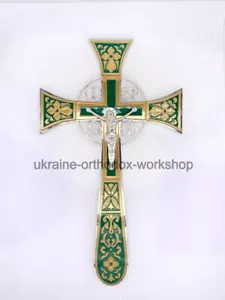 Maltese Сross With Enamel And Silver Plating Green and Yellow - Picture 1 of 8