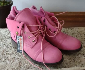 DailyShoes Damenstiefel rosa Kampftasche Pullovermanschette Größe 8 neu mit Etikett. KED - Bild 1 von 10