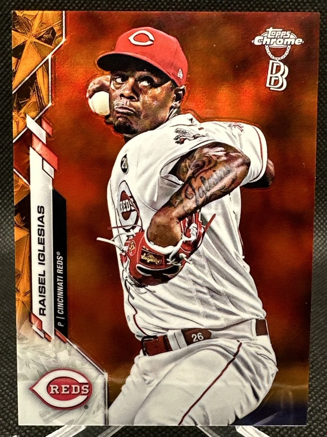 🔥2020 Topps Chrome Ben Baller ORANGE REFRACTOR RAISEL IGLESIAS /25 BRAVES REDS