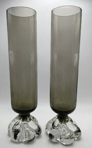Gläser/Vase mit dicken klaren Böden 2er Set 8" hoch Rauchglas - Bild 1 von 3