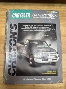 CHILTON - CHRYSLER Full Size Trucks 1989 - 96 Repair Manual 20402 - Picture 1 of 15