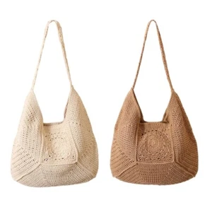 Women Straw Armpit Bag Beach Bag Hollow Vacation Bag Fashionable Shoulder Bag - Picture 1 of 10
