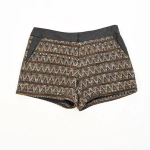 Trina Turk Shorts 2 braun & schwarz Tribal Tweed Kunstlederbesatz elegant - Bild 1 von 5