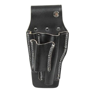 SK11 BL-16BK Black Leather Tool Holster Belt Bag 3 Bottomless Pouch Long Tools - Picture 1 of 2