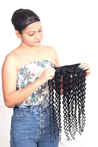 Ritzkart Women Kinky Curly Black color Fashionable Clip On Human hair extension - Picture 1 of 3