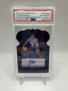 2020 Panini Crown Royale Tyrese Maxey RC Rookie Crown Blue SSP /75 PSA 10 Auto