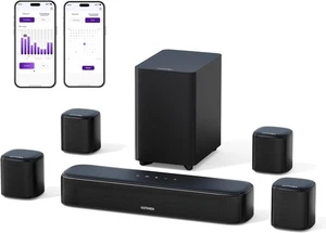 ULTIMEA 7.1ch Virtual Surround Sound Bar, Bar for Smart TV with 4 Black - Picture 1 of 9