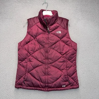 Chaleco acolchado The North Face para mujer grande rojo 550 plumón aislado DEFECTUOSO Foto 1 de 4