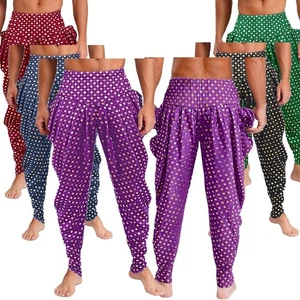 Men Costume Adjustable Dhoti Pants Indian Trousers Satin Metallic Wear Shiny - Picture 1 of 82