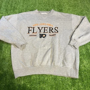 Vintage Philadelphia Flyers NHL Pullover Gray Crewneck Sweatshirt Mens size XL - Picture 1 of 8