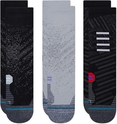 Paquete de 3 calcetines STANCE Run Light para correr talla pequeña (3-7,5) negros grises EE. UU. Foto 1 de 3