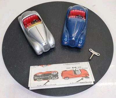 Coche de cuerda Schuco Akustico 2002 vintage de 2 piezas Alemania Occidental plateado, azul  Foto 1 de 4