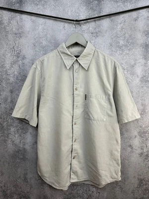 Armani Jeans Vintage Linen/Cotton Shirt Button Up Beige Short Sleeve Men's Sz L - Image 1 of 4