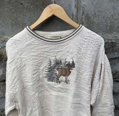 Suéter De Colección Fieldmaster Ciervo Hombres Grande Tejido 3D Exterior Bordado EE. UU. Foto 1 de 4