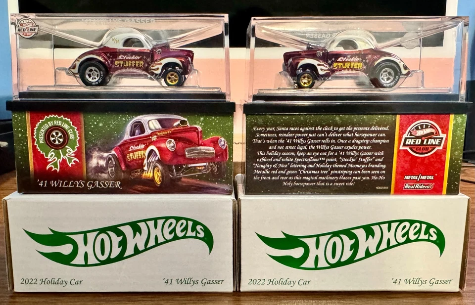 Hot Wheels Red Line Club Exclusivo 2022 Holiday Car '41 Willys Gasser x2! Nuevo en caja Foto 1 de 3