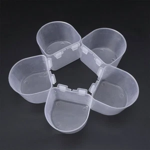 5pcs Bird Feeder Cups Translucent Plastic Food and Water Bowls Cage Hanging LQ - Picture 1 of 8