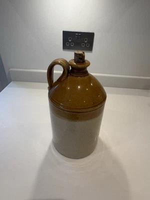 Large Antique Stoneware Flagon Good Condition With Cork And Handle - Image 1 of 4