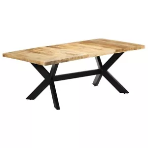 Dining Table Solid Mango Wood Steel Legs - Picture 1 of 9