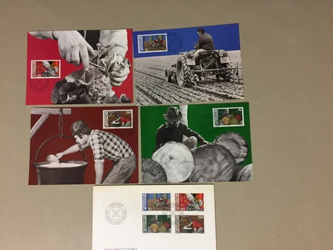 Set of five LIECHTENSTEIN AGRICULTURE AND FORESTRY  fdc-four are maxi cards Cover