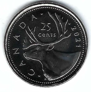 2021 kanadische brillante unzirkulierte 25C QEII & Caribou Viertelmünze! - Bild 1 von 2