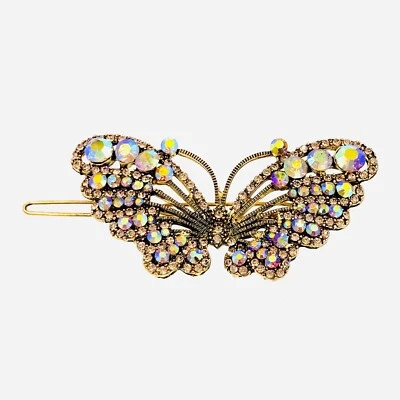 USA Butterfly Hair Clip Hairpin Rhinestone Crystal Elegant Unique Gold Brown R4 - Image 1 of 4