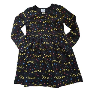 Hanna Andersson Black Halloween Dress Childs Sz 5 Cat Eyes Pockets Cotton Comfy - Picture 1 of 12