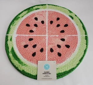 Martha Stewart Placemats Watermelon 15" Round Set of 4 100% Cotton - Picture 1 of 9