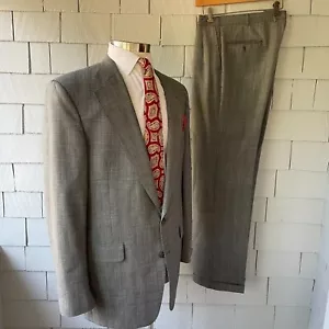Christian Brooks Gray 100% Wool Plaid Suit 2-Button 2-Piece Mens Suit Size 46 - Picture 1 of 12
