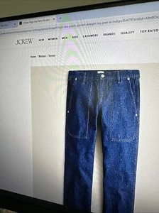 J Crew Neu mit Etikett hoch geschnittene aufgesetzte Tasche gerades Bein Jeans indigo Gr. 30 - Bild 1 von 6