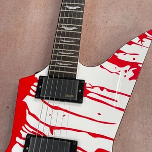 White Explor Electric Guitar red paint Body Black Hardware HH Fast Free Ship - Picture 1 of 10