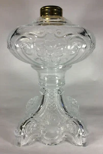New 9 1/2" Princess Feather Clear Glass Oil Lamp Font, Victorian Era #PF503 - Picture 1 of 3
