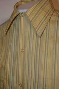 Darwin Striped Yellow Atomic Rockabilly Dwight Office Hippie M Shirt VTG 50s 60s - Picture 1 of 10